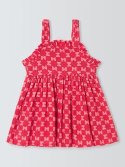 John Lewis Baby Crinkle Geometric Dress, Red, Red