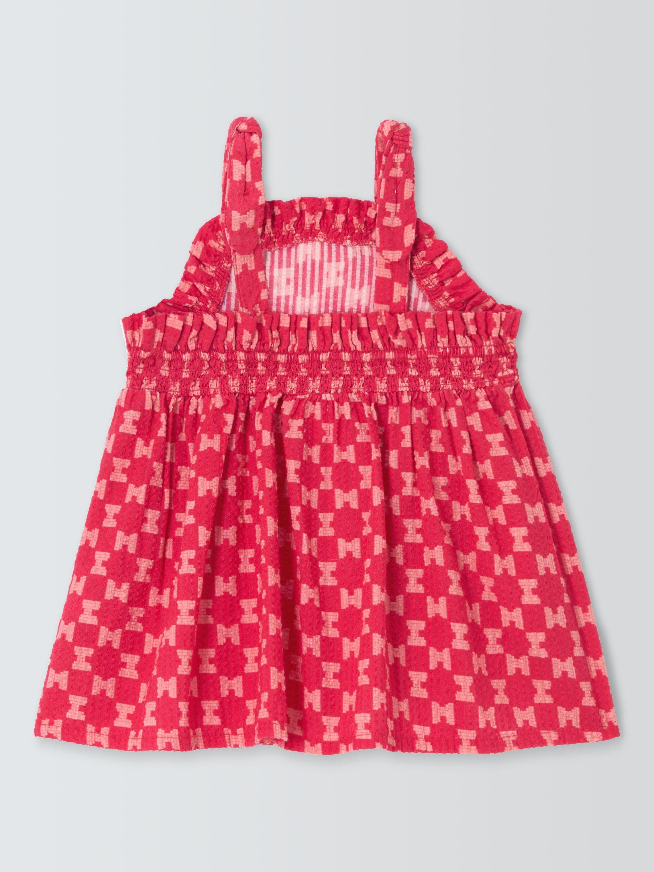 Product image 2 of 3, which shows John Lewis Baby Crinkle Geometric Dress, Red, 0-3 months