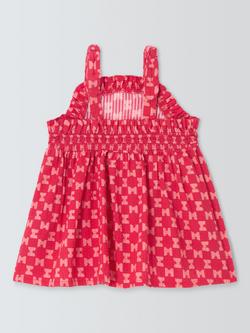 John Lewis Baby Crinkle Geometric Dress, Red - view 2, Red