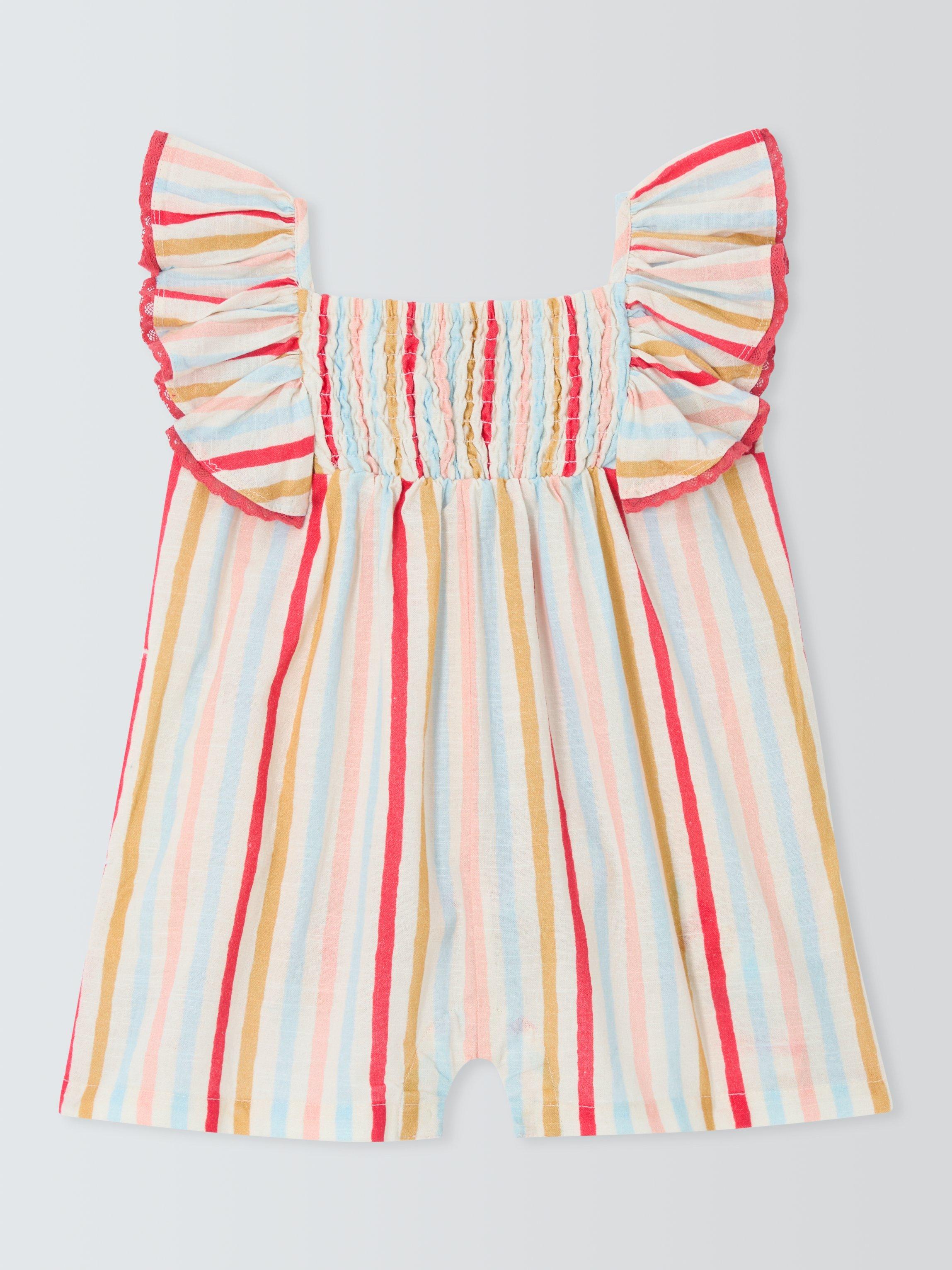 Product image 1 of 3, which shows John Lewis Baby Stripe Romper, Multi, 0-3 months