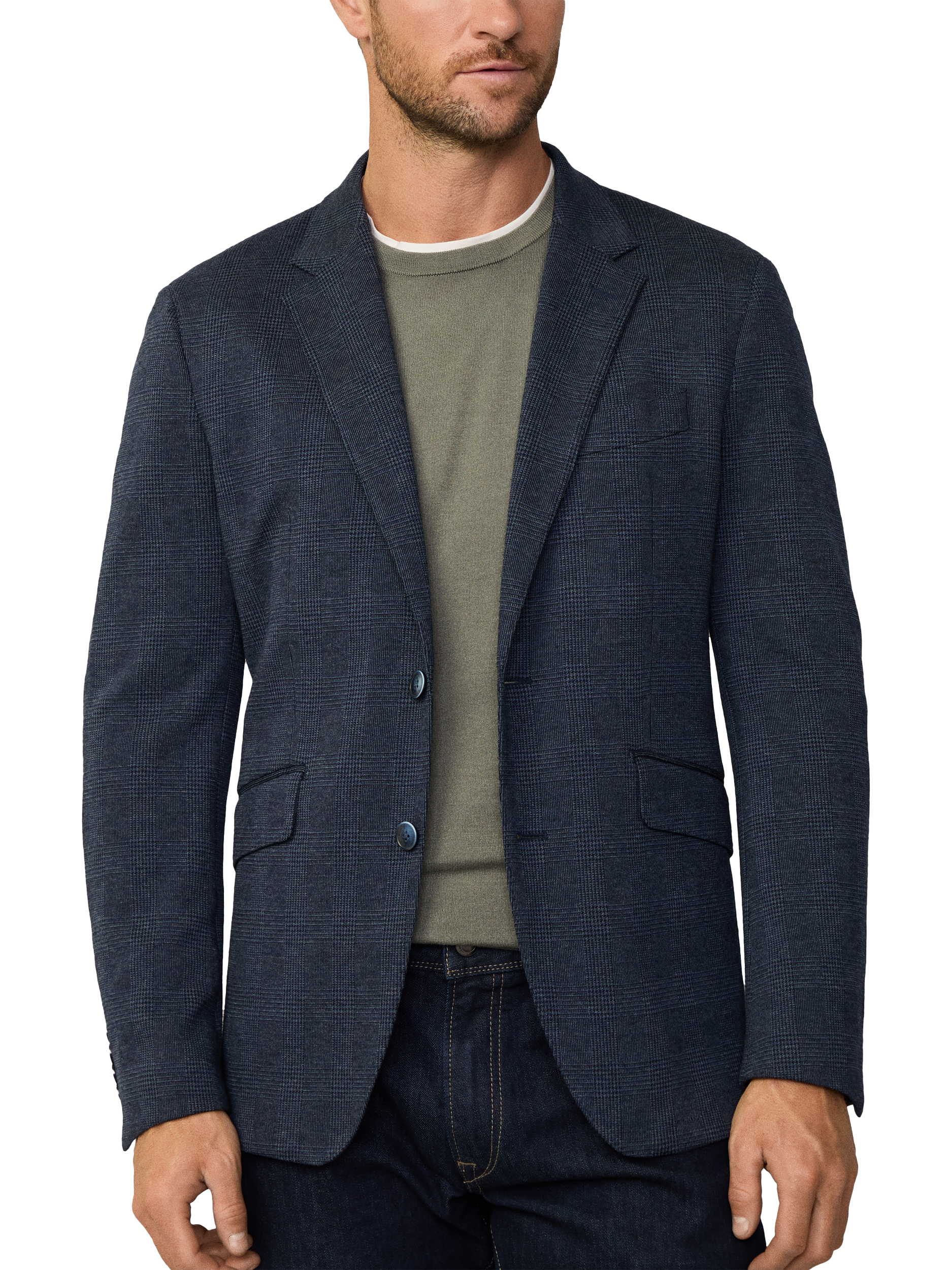 Product image 1 of 6, which shows Hackett London Check Blazer, Navy, Navy, 36