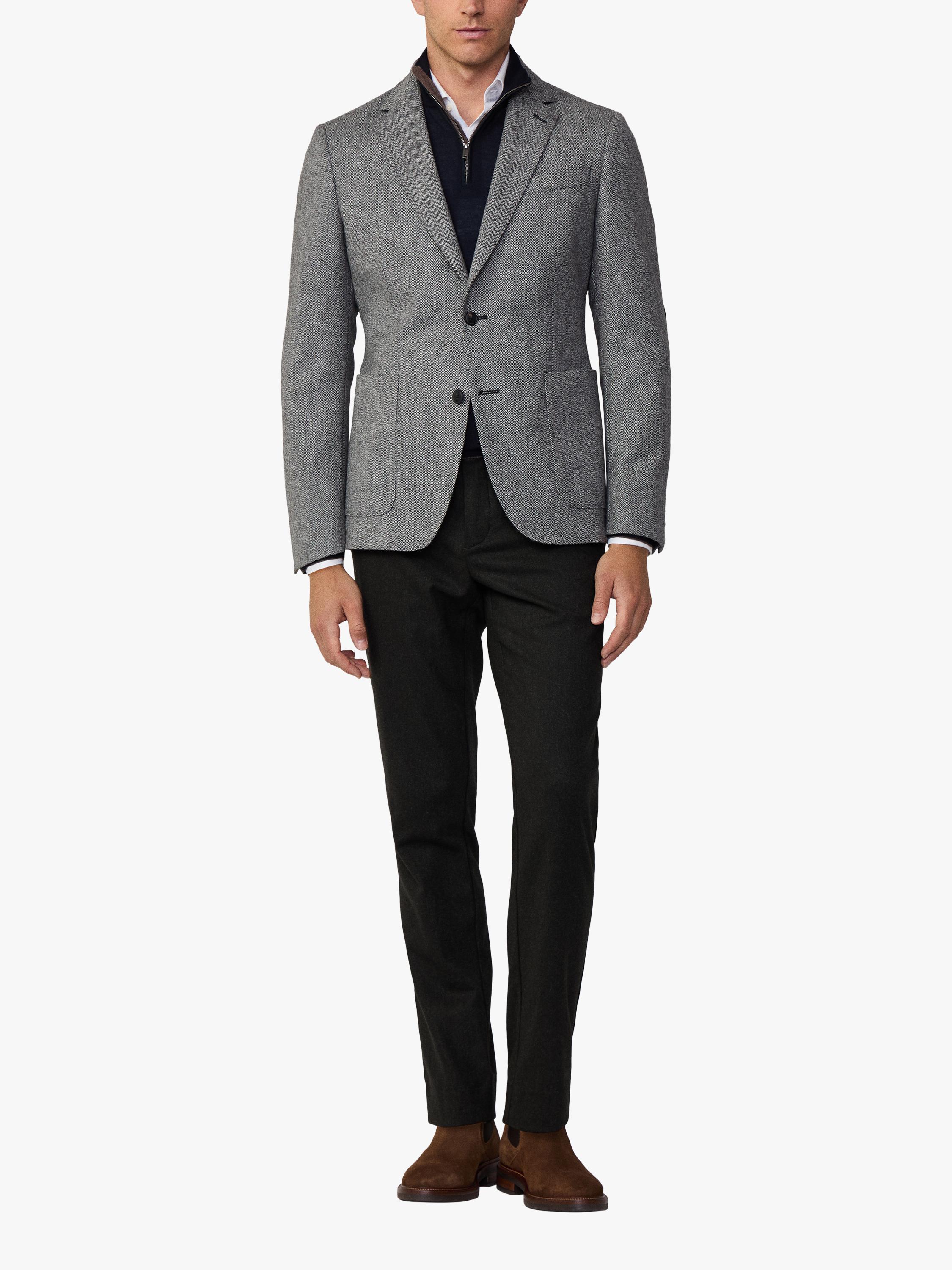 Hackett London Wool Blend Herringbone Blazer, Grey Hackett London Wool Blend Herringbone Blazer, Grey