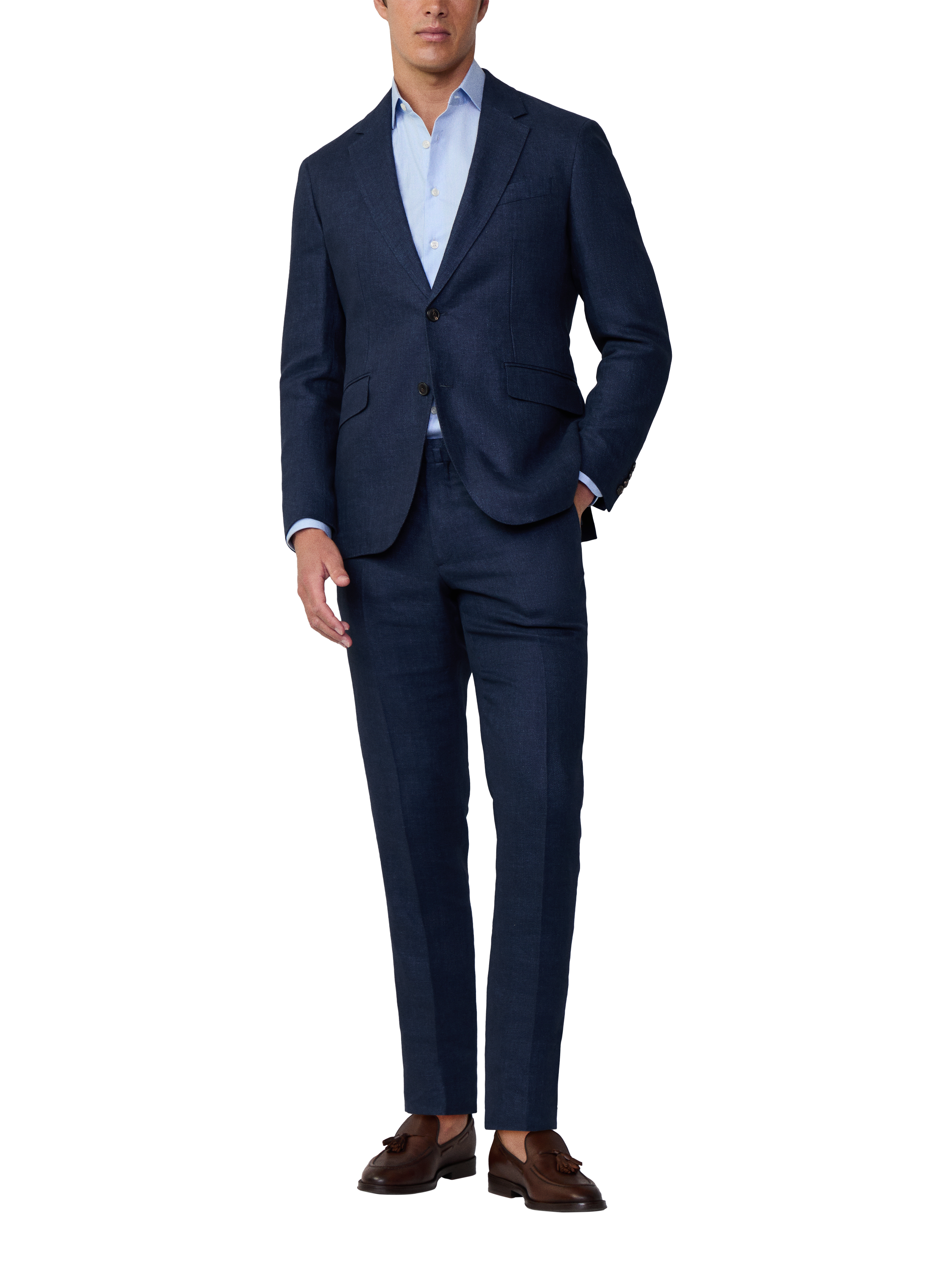 Hackett London Linen Blazer Navy 40
