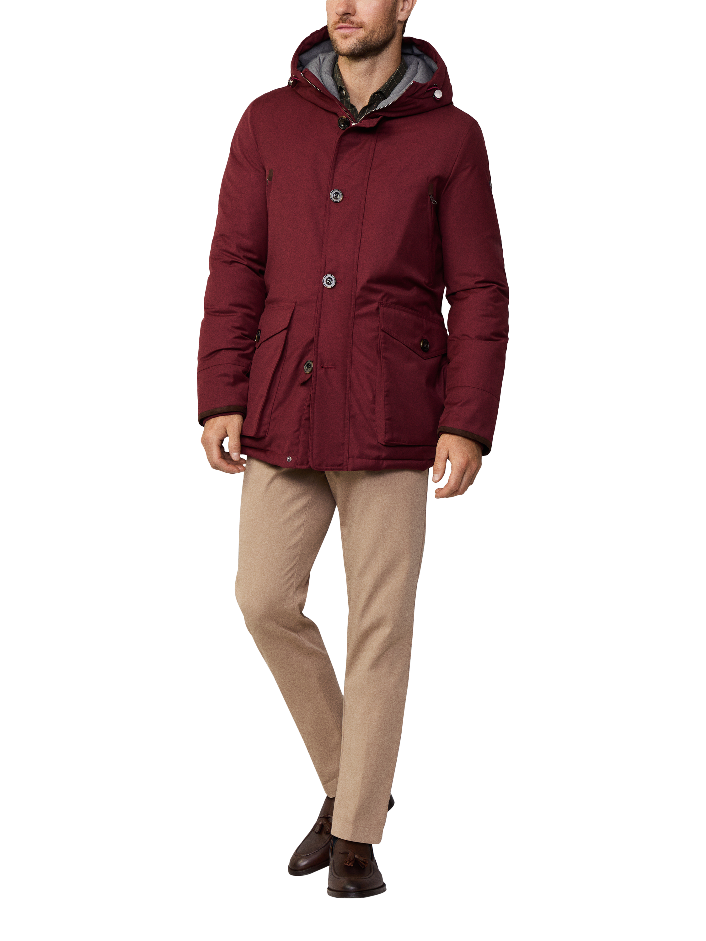 Hackett London Waterproof Hooded Parka Winter Red