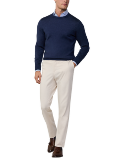 Hackett London Merino Wool Silk Crew Jumper, Navy, Navy