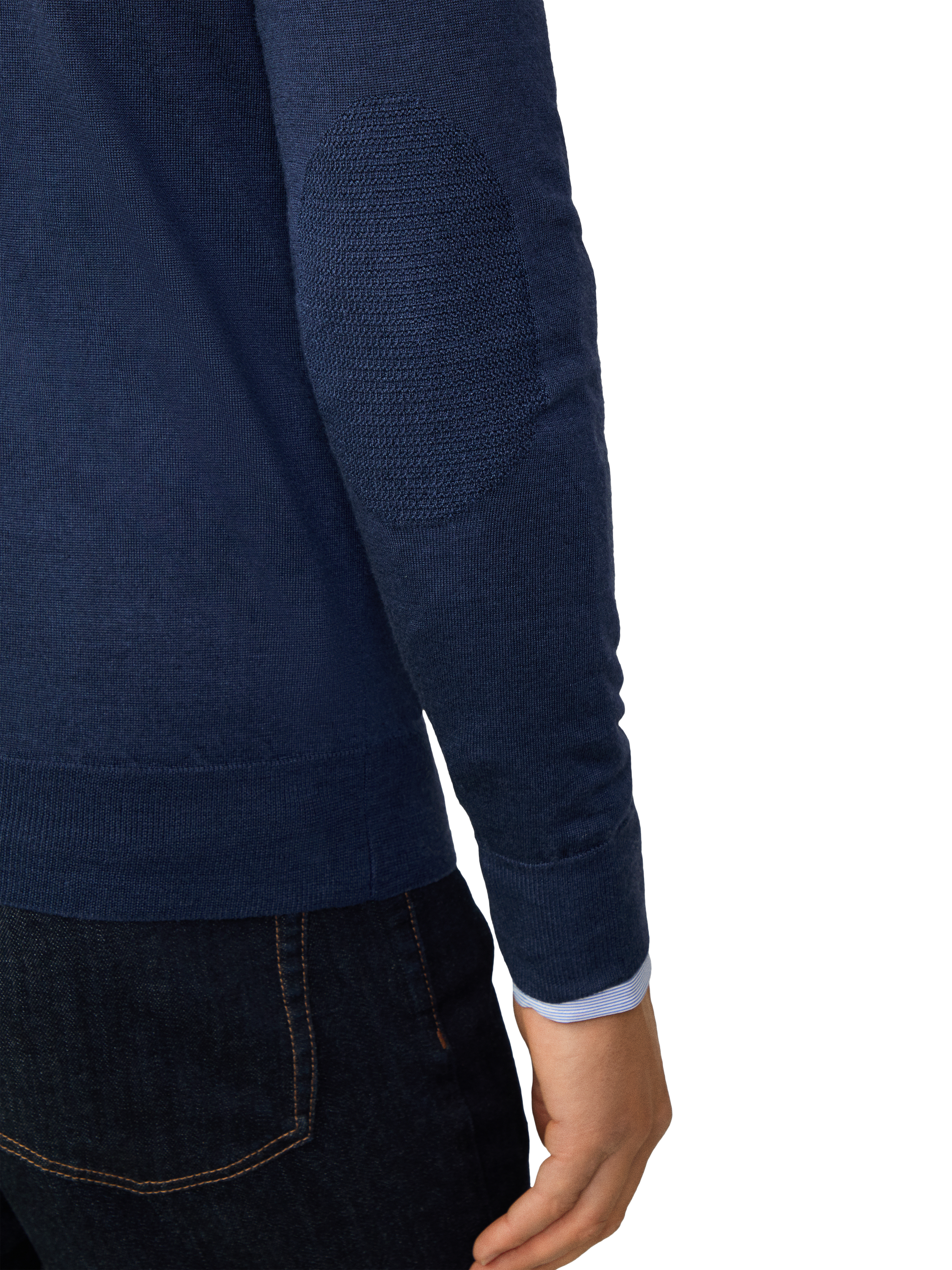 Product image 5 of 6, which shows Hackett London Merino Wool Silk V-Neck Jumper, Navy, XXXL