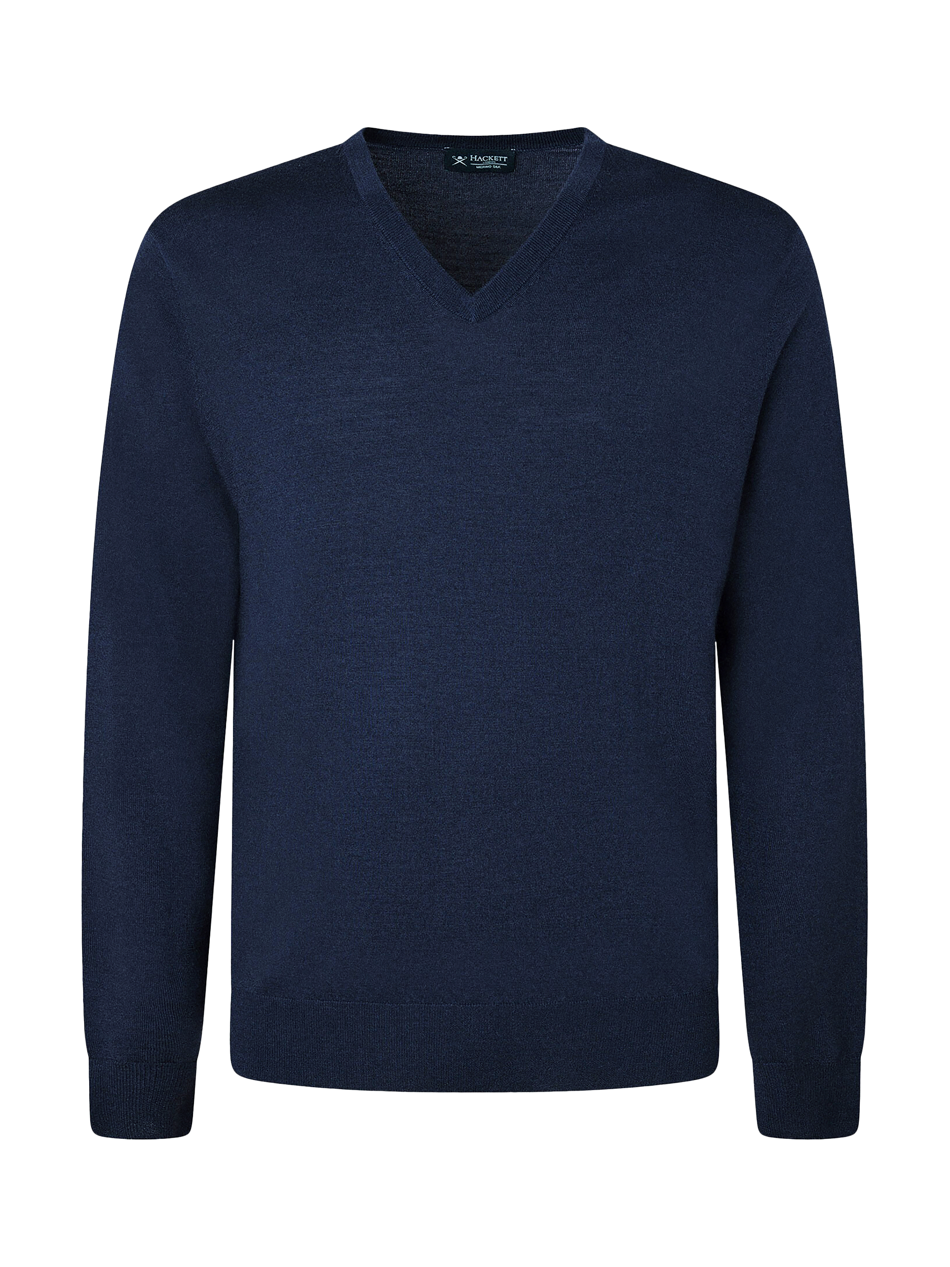 Product image 6 of 6, which shows Hackett London Merino Wool Silk V-Neck Jumper, Navy, XXXL