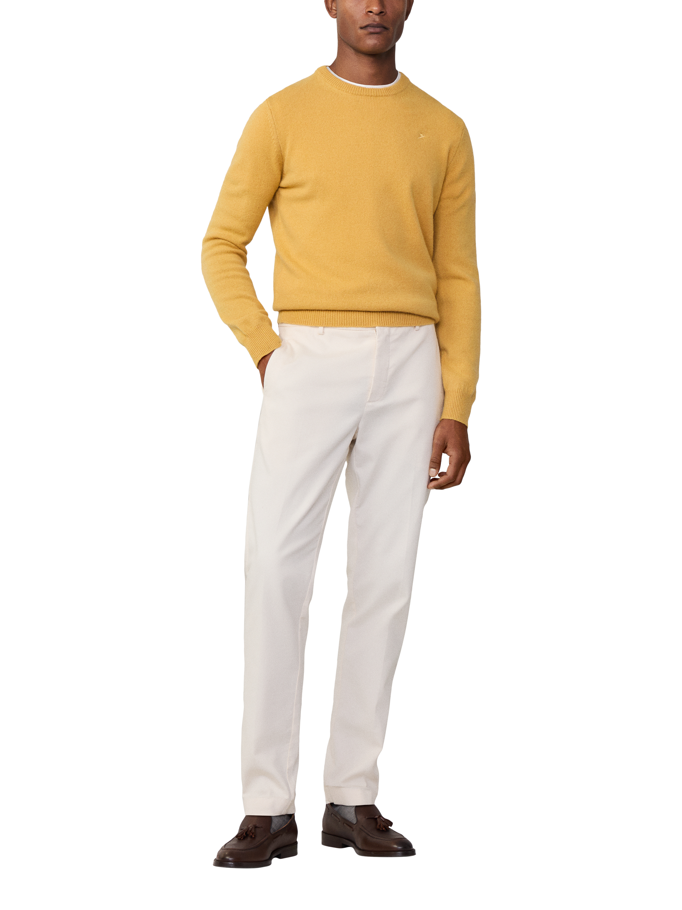 Hackett London Lambswool Crew Jumper, Lemon Yellow