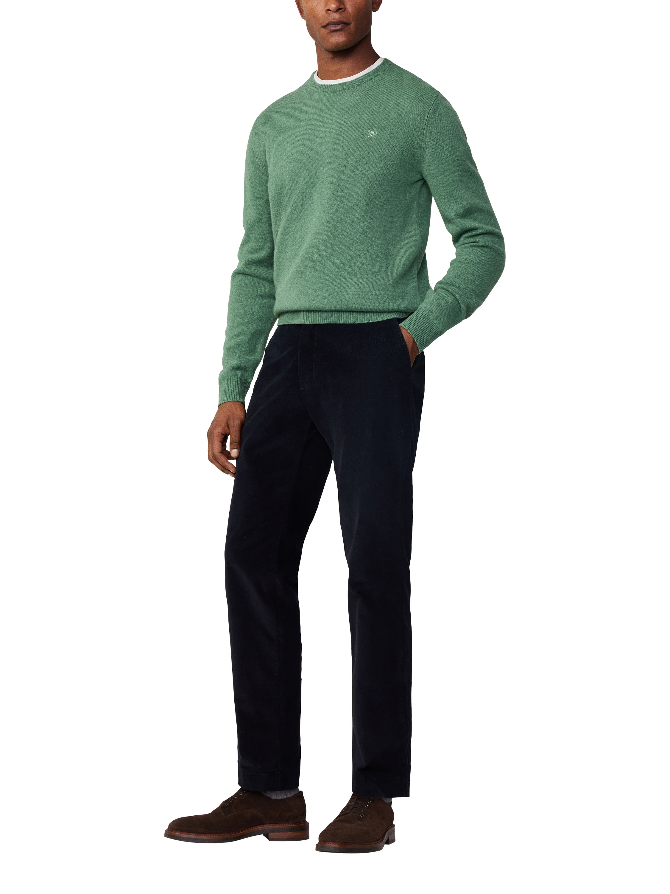 Hackett London Lambswool Crew Jumper, Seagrass Green