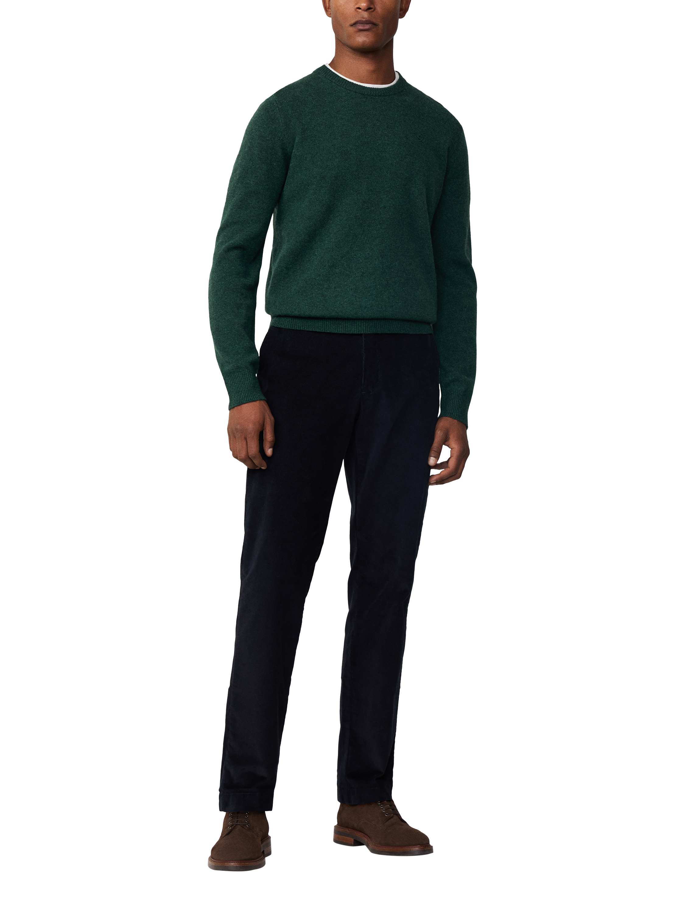 Hackett London Lambswool Crew Jumper, Forest Night Green