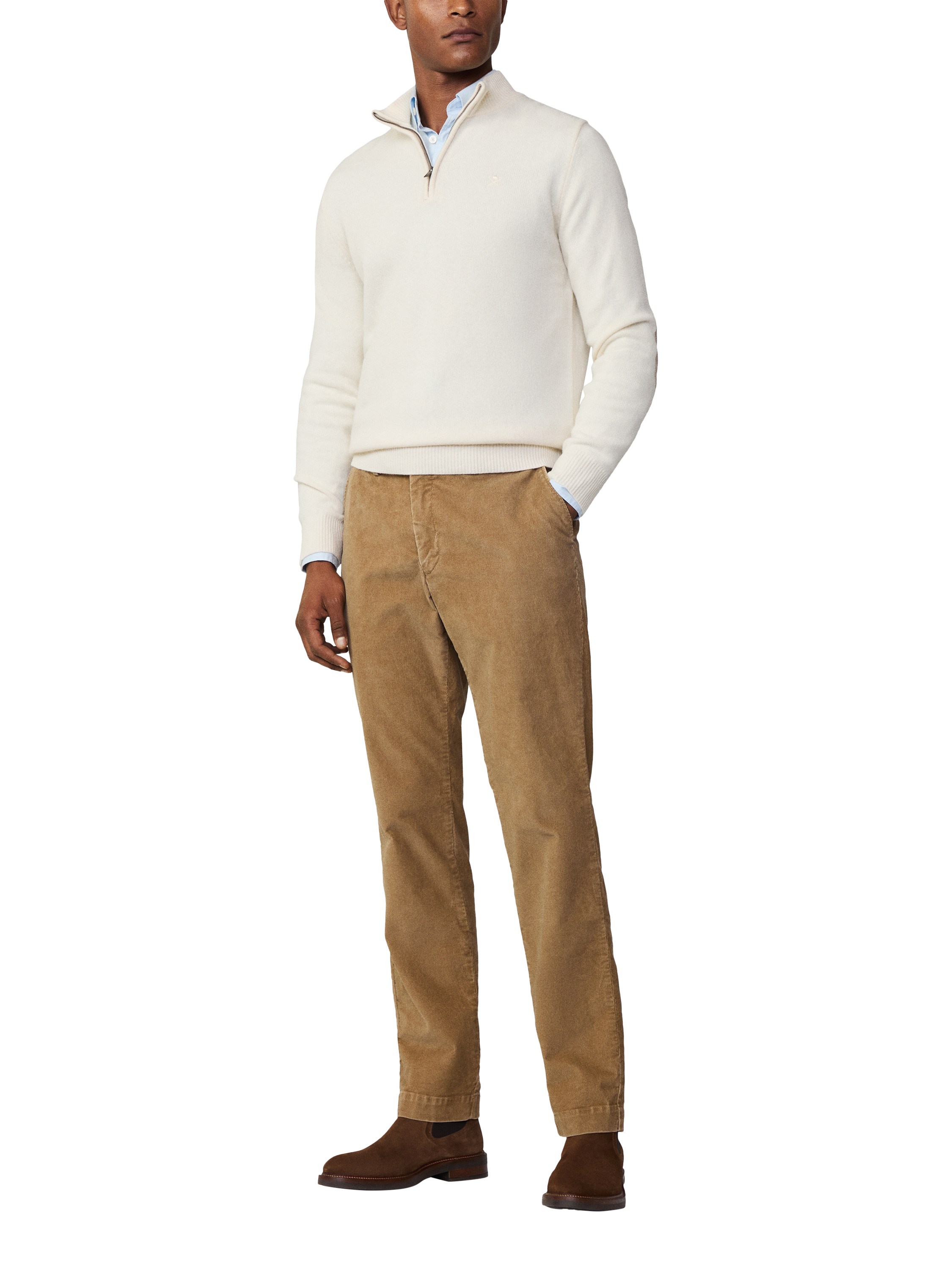 Hackett London Lambswool Zip Neck Jumper, Off White