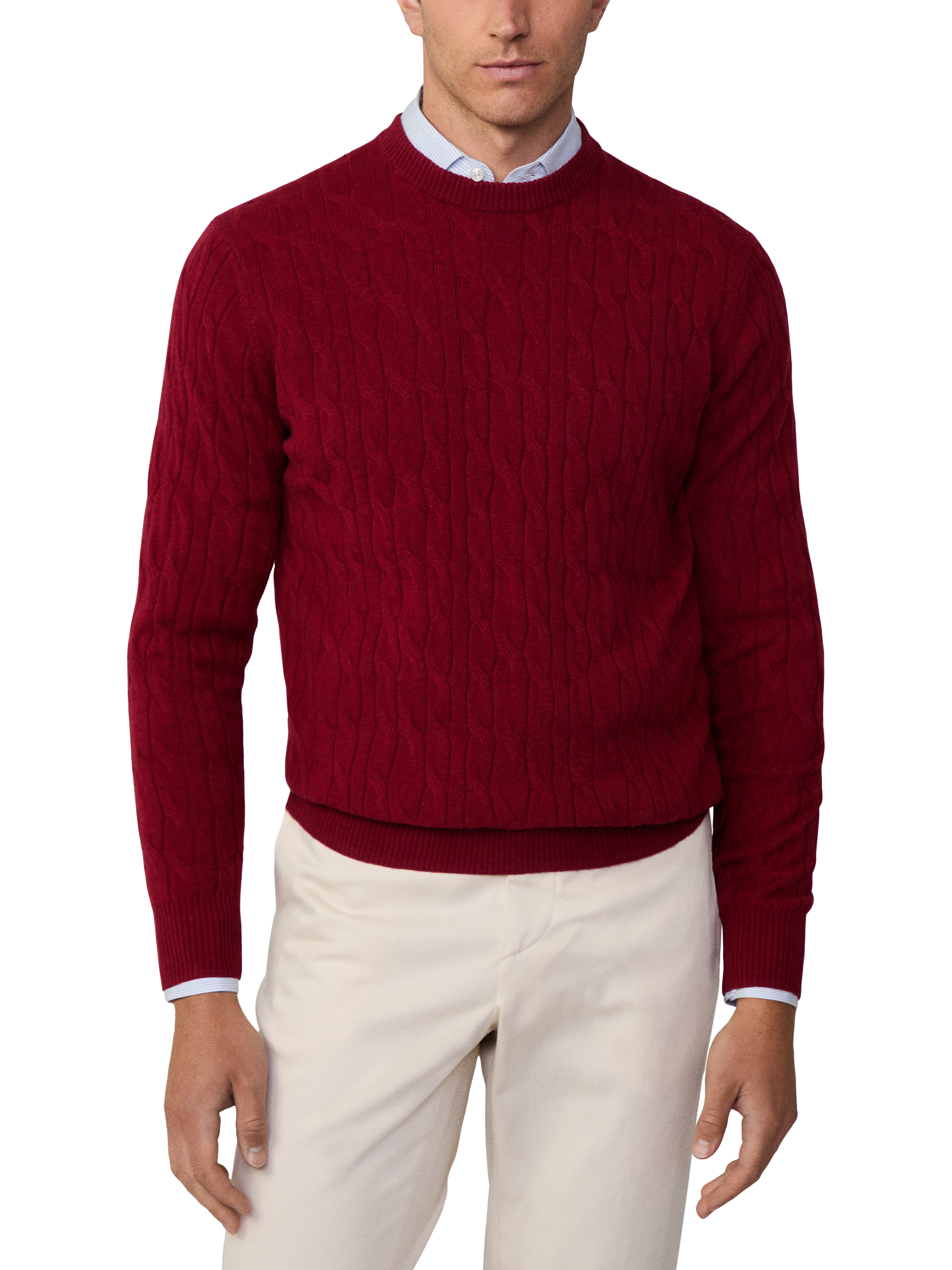 Hackett London Lambswool Crew Neck Jumper Winter Red