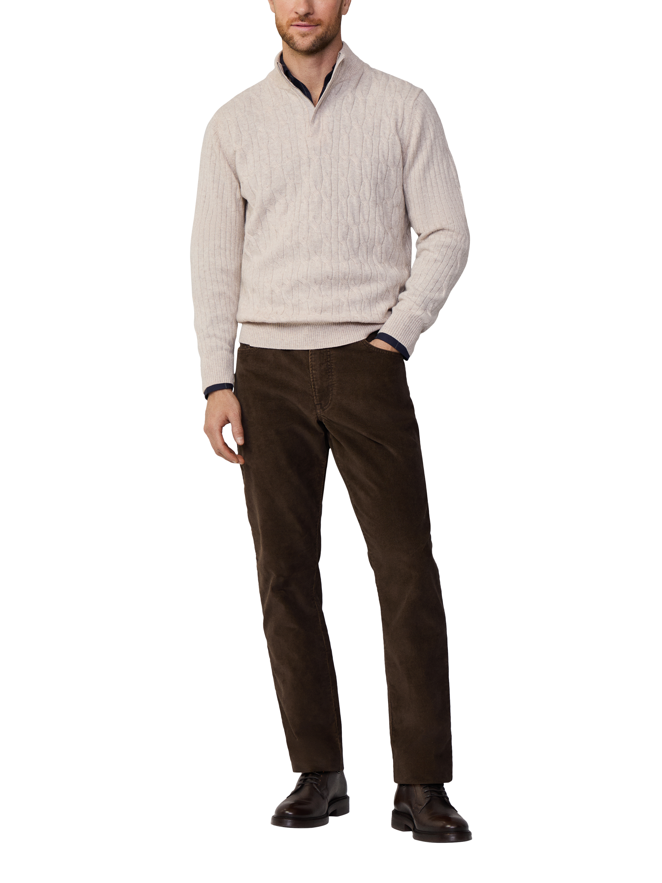 Hackett London Lambswool Zip Neck Jumper, Antique White