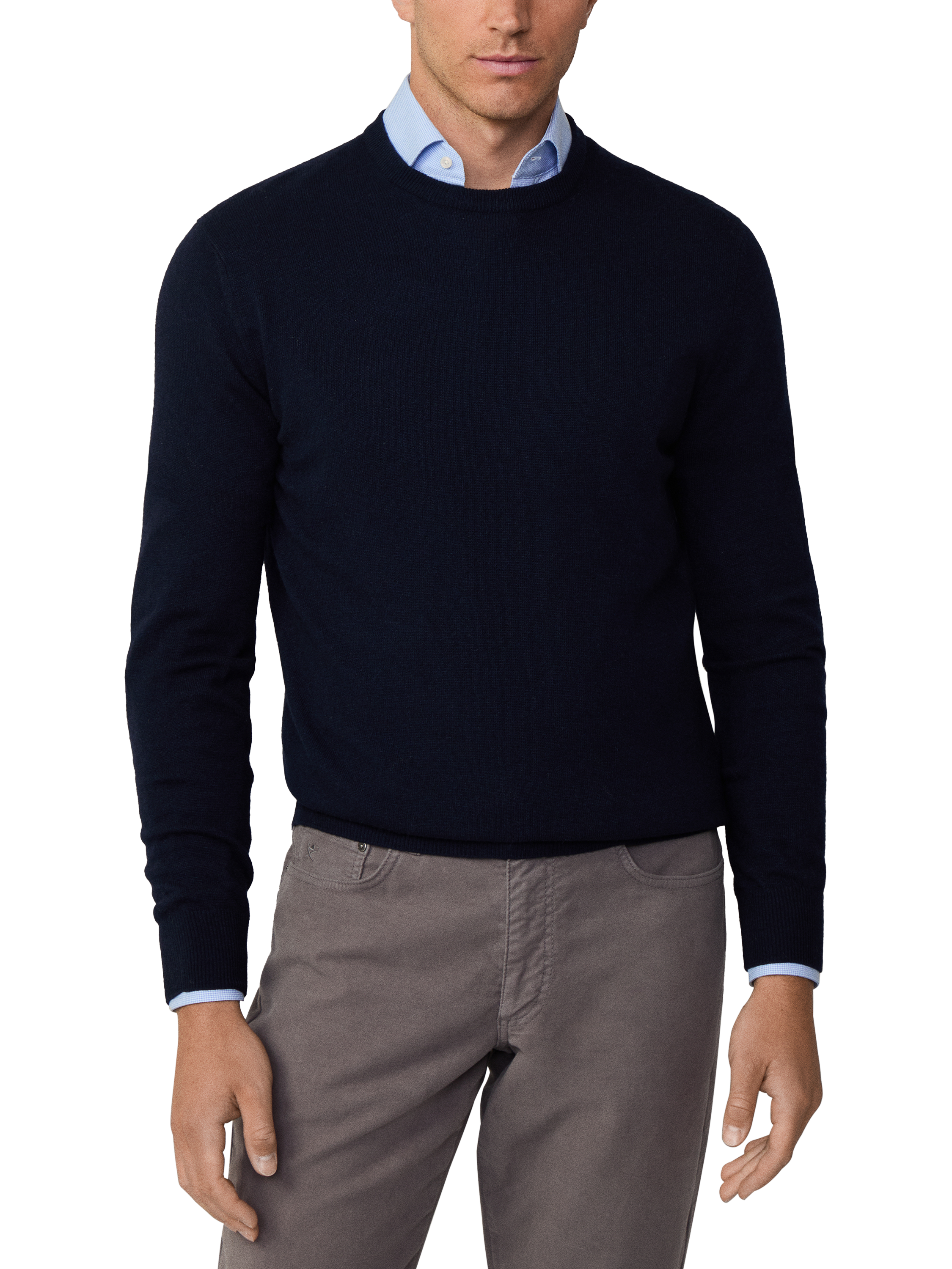 Hackett London Merino Wool Cashmere Blend Crew Neck Jumper Midnight Blue