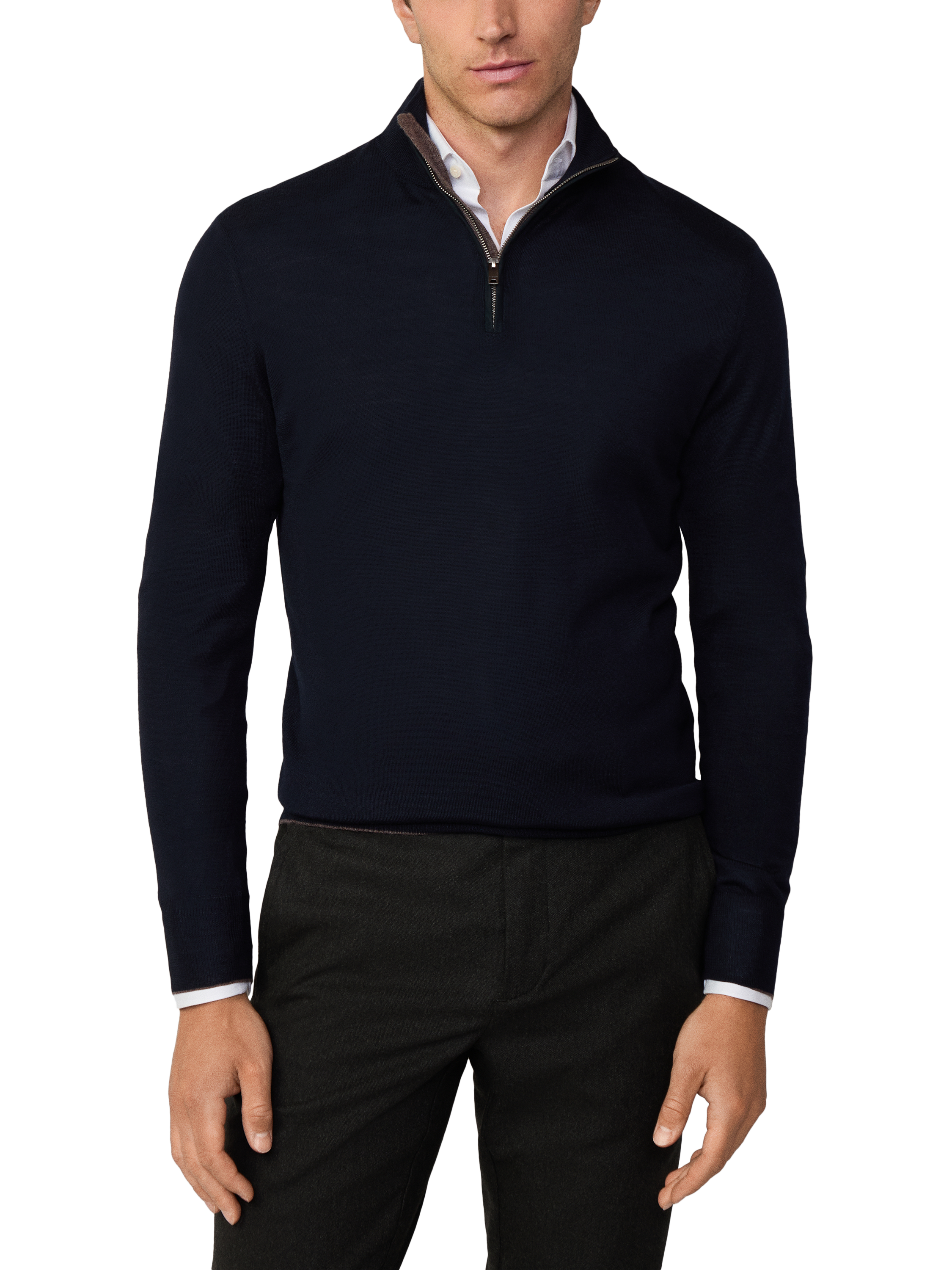 Hackett London Merino Wool & Silk Blend Zip-Neck Jumper