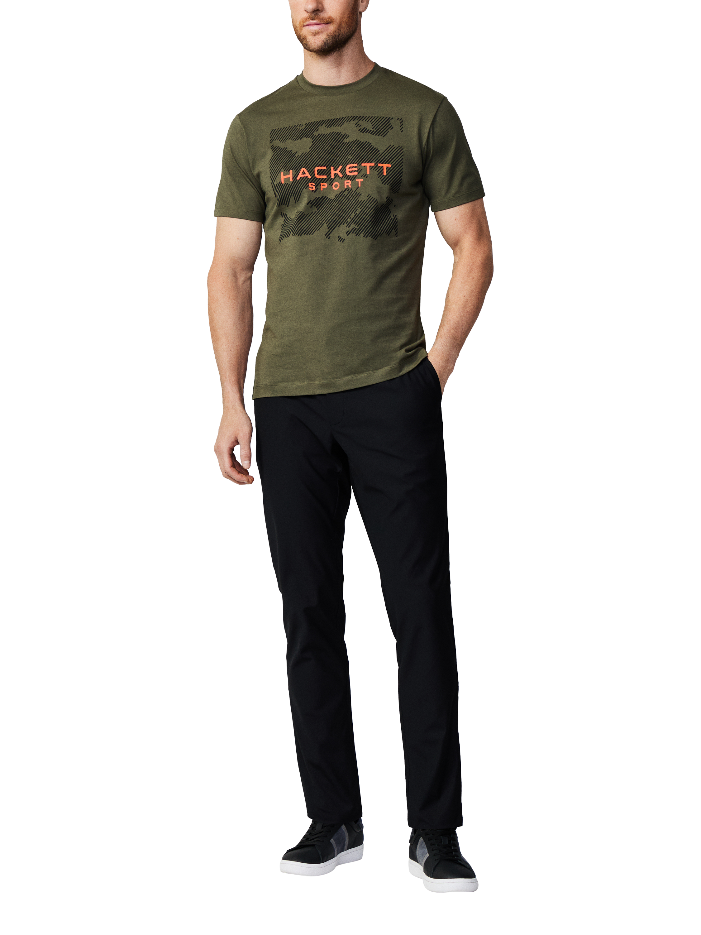 Hackett London Sport Cotton Classic Fit T-Shirt, Olive Green