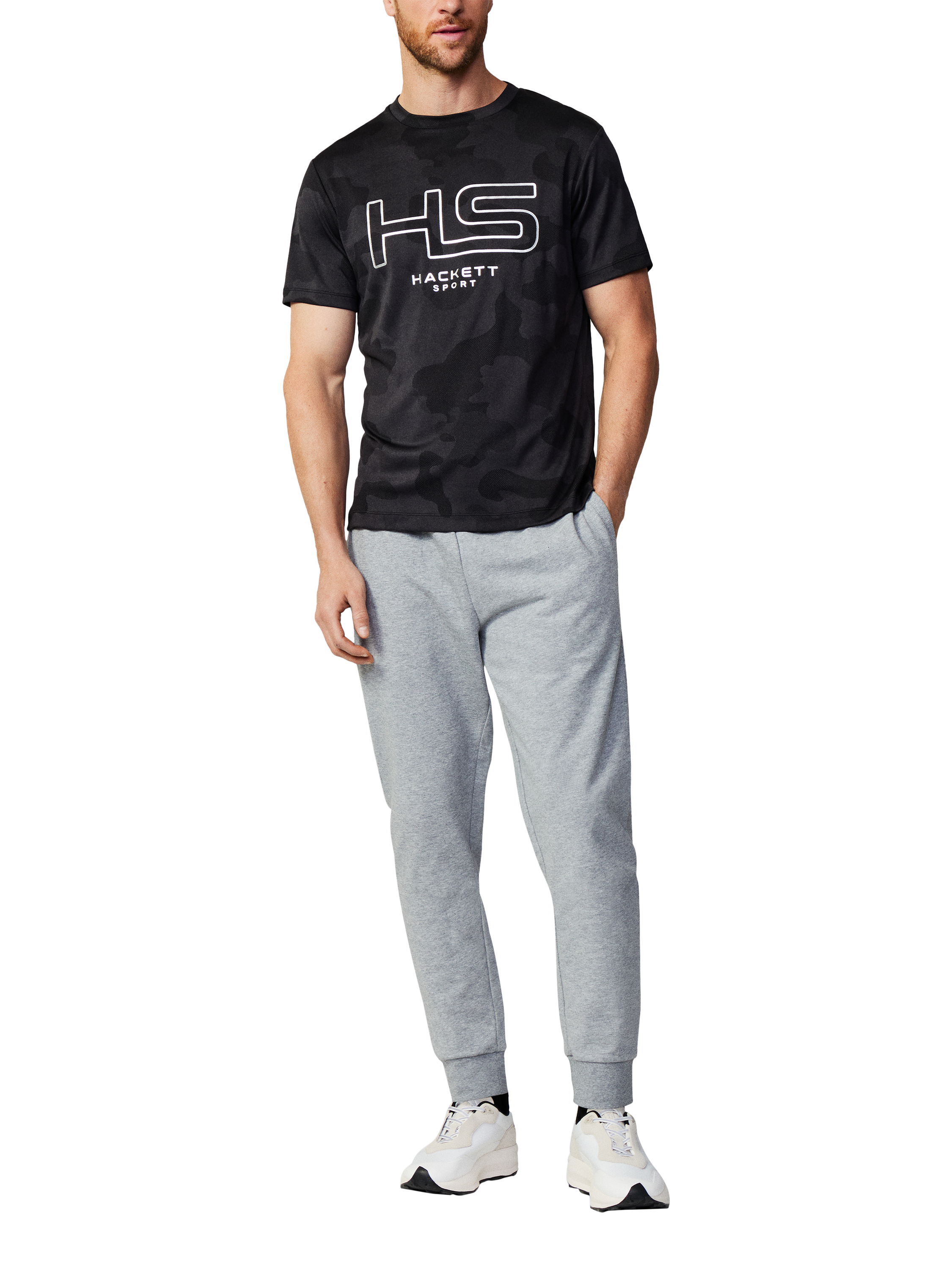 Hackett London Sport Camo Print Cotton Classic Fit T-Shirt, Black