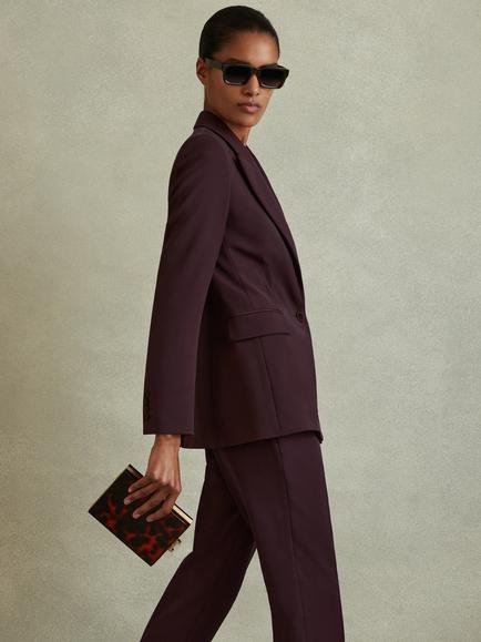 Reiss Petite Gabi Tailored Single Breasted Suit Blazer, Berry