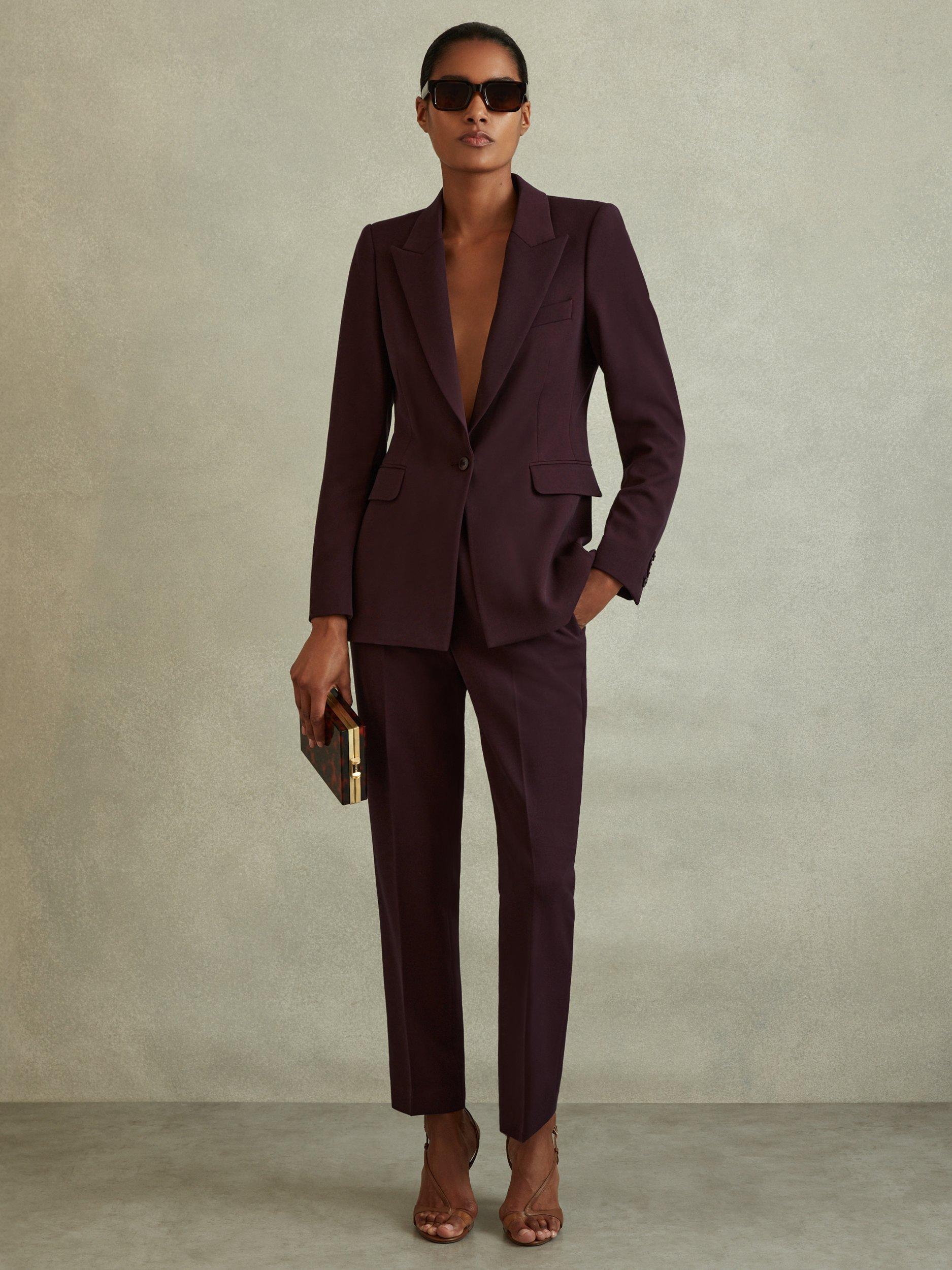 Reiss Petite Gabi Tailored Single Breasted Suit Blazer Berry