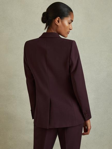 Reiss Petite Gabi Tailored Single Breasted Suit Blazer - view 2, Berry