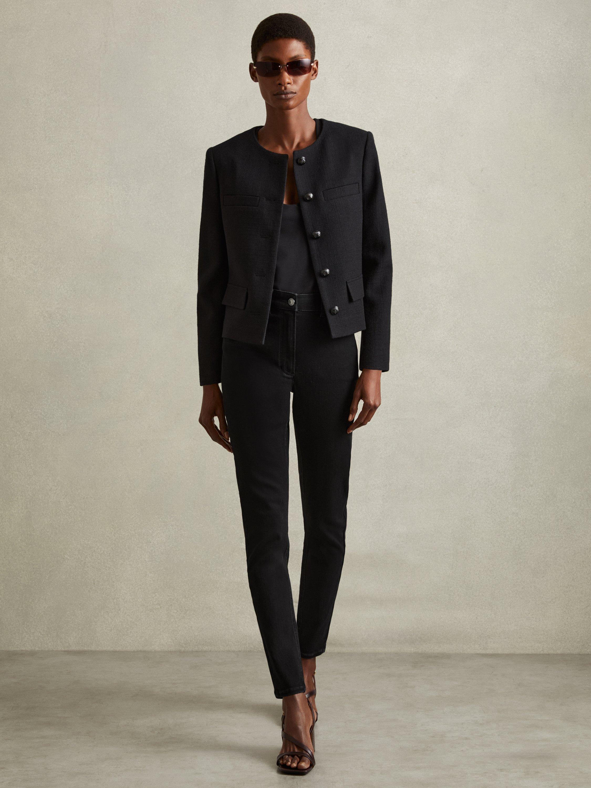 Product image 3 of 5, which shows Reiss Petite Hattie Skinny Jeans, Black, 25Pt