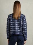 Reiss Felicity Wool Blend Abstract Knitted Cardigan, Blue