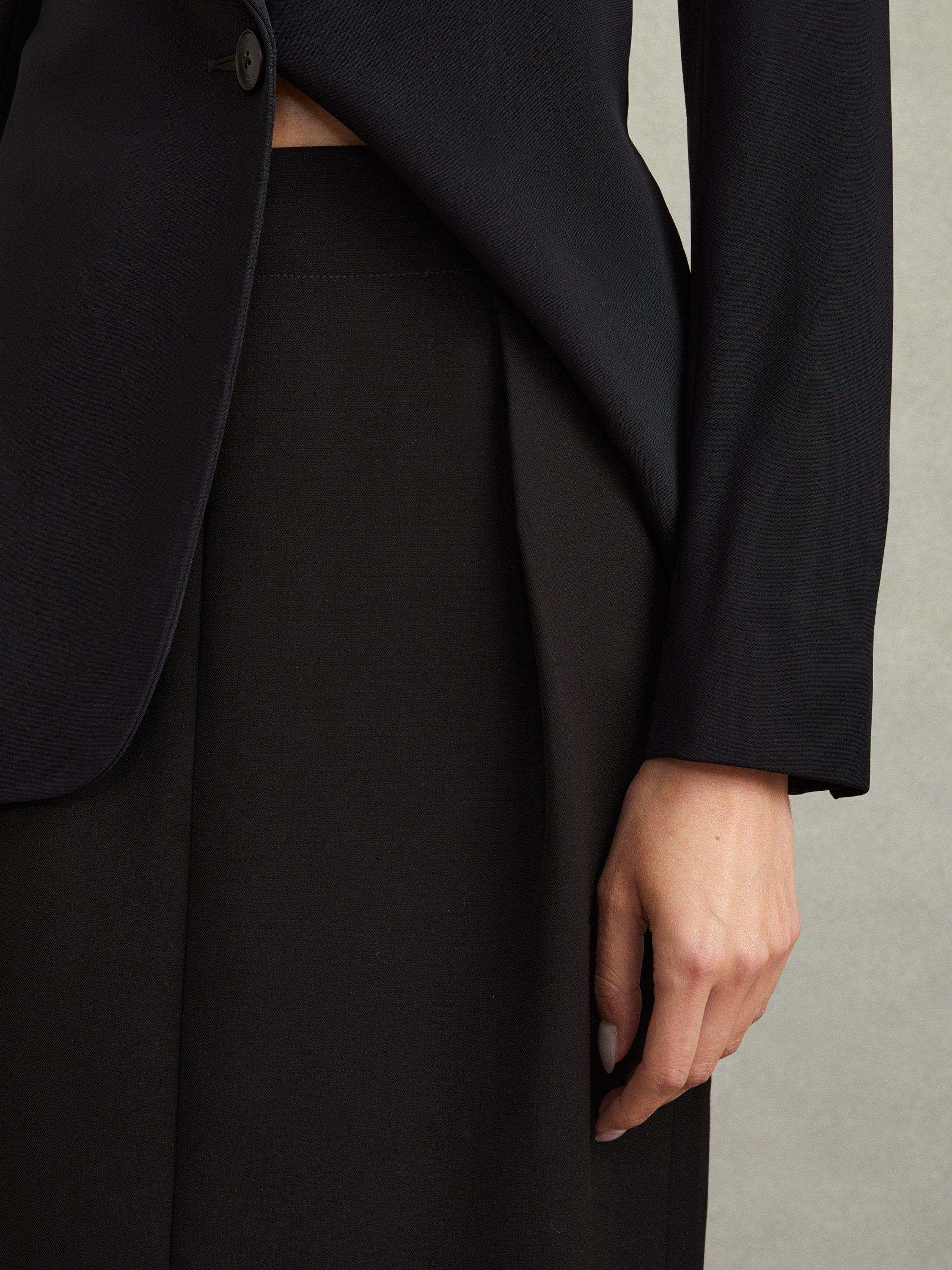 Product image 5 of 5, which shows Reiss Gabi Petite Tailored Midi Suit Skirt, Black, 6Pt