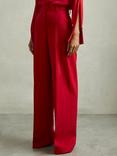 Reiss Petite Anna Wool Blend Wide Leg Trousers, Red