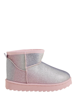 Angels by Accessorize Kids' Glitter Ombre Faux Fur Ankle Boots, Brights/Multi, Brights Multi