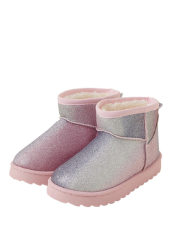 Angels by Accessorize Kids' Glitter Ombre Faux Fur Ankle Boots, Brights/Multi - view 2, Brights Multi