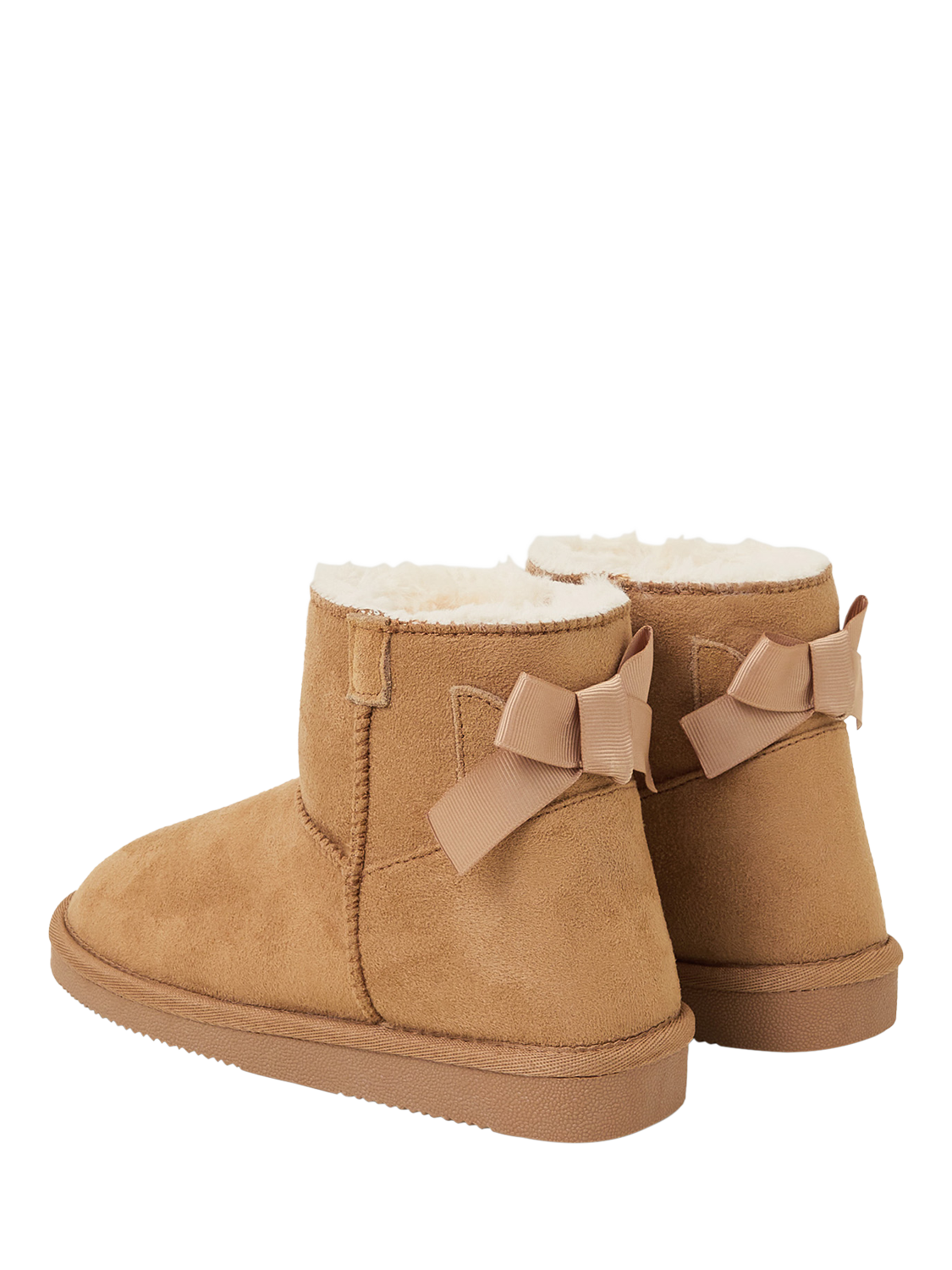Product image 4 of 5, which shows Angels by Accessorize Kids' Suedette Bow Detail Lined Ankle Boots, Tan, 1