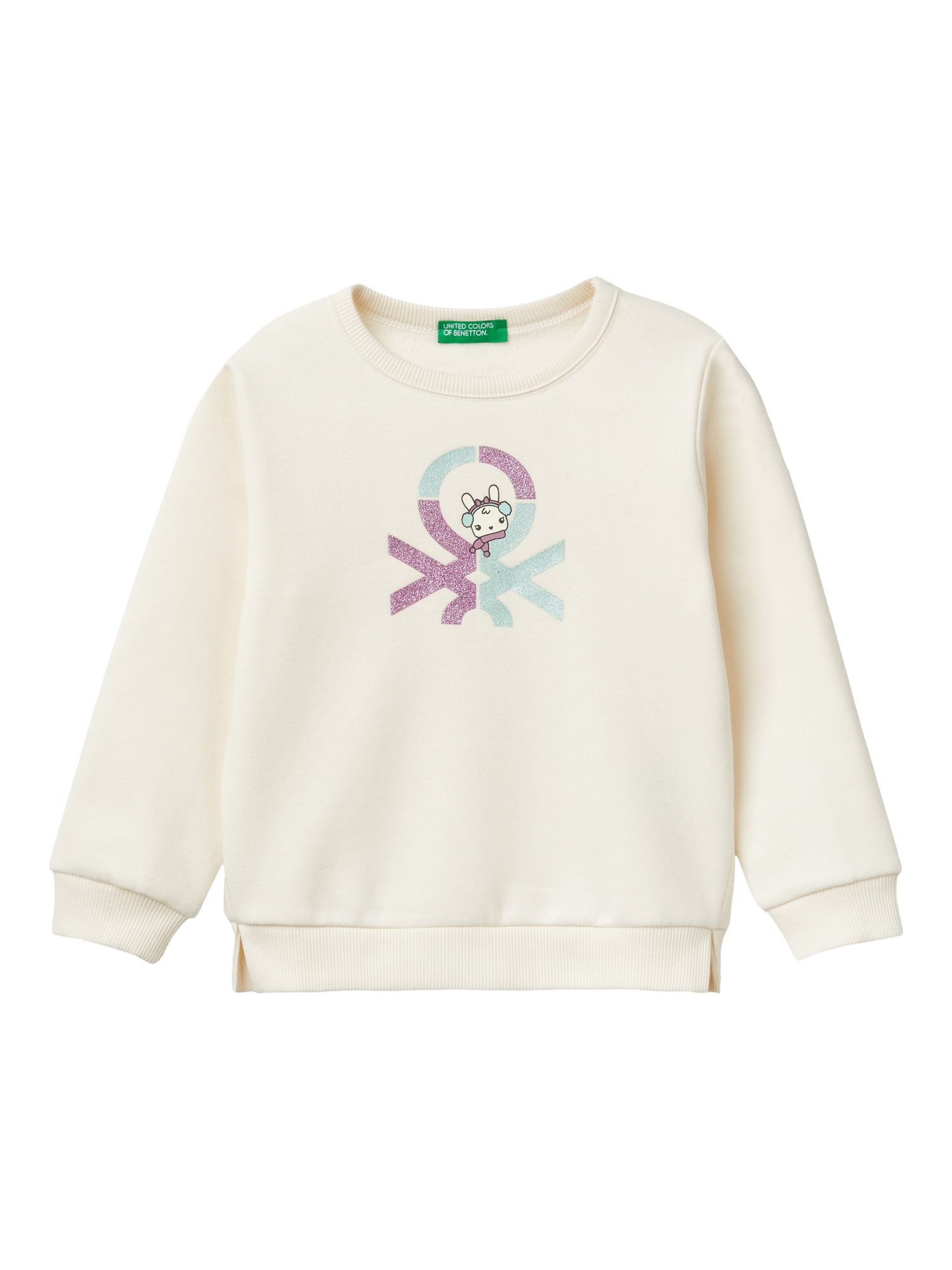 Benetton ecru crew neck sweatshirt sale