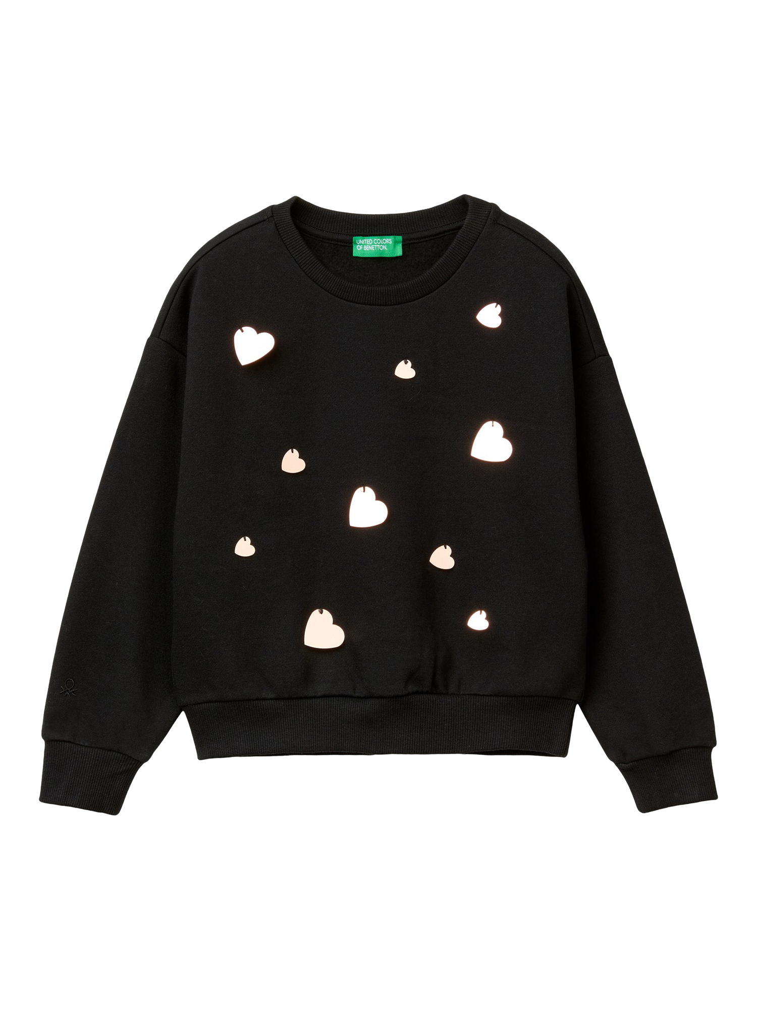 Benetton Kids' Sequin 3D Hearts Sweatshirt