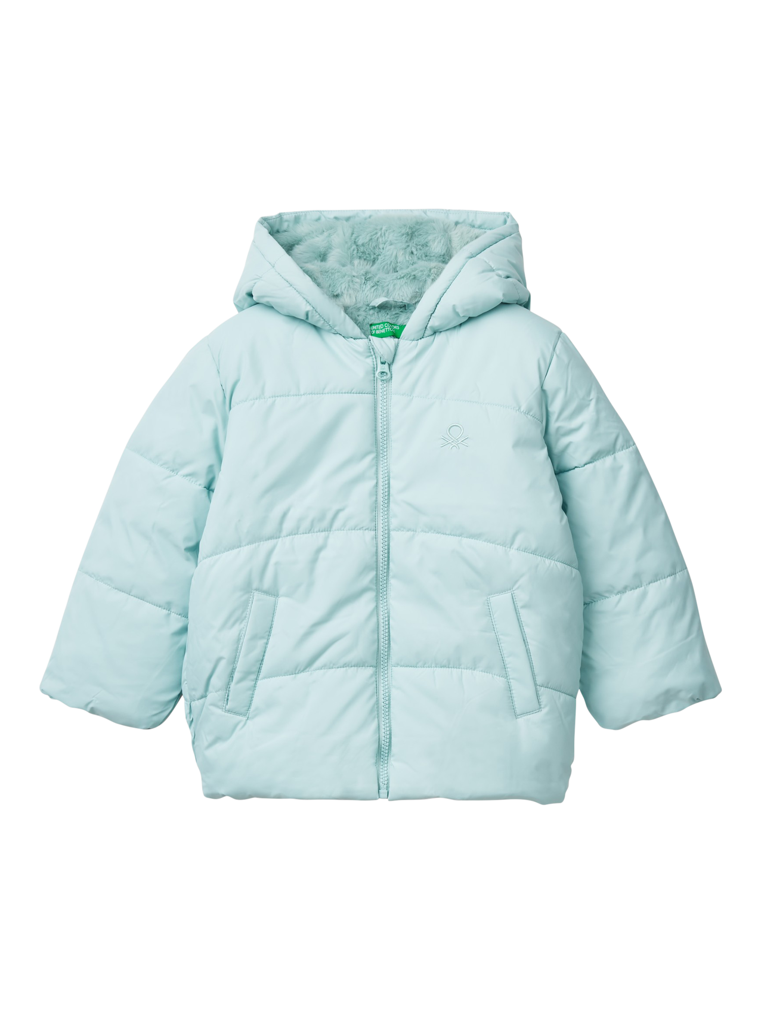 Benetton Kids' Faux Fur Lined Puffer Jacket