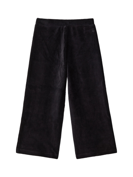 Benetton Kids' Chenille Wide Leg Joggers - view 2, Black