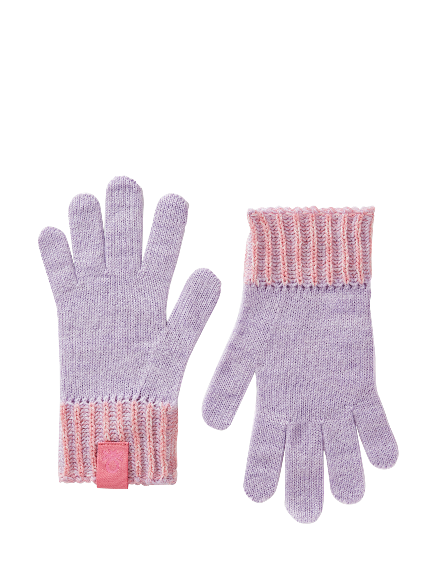 Benetton Kids' Mouliné Wool Gloves, Lilac/Pink, 6-9 years