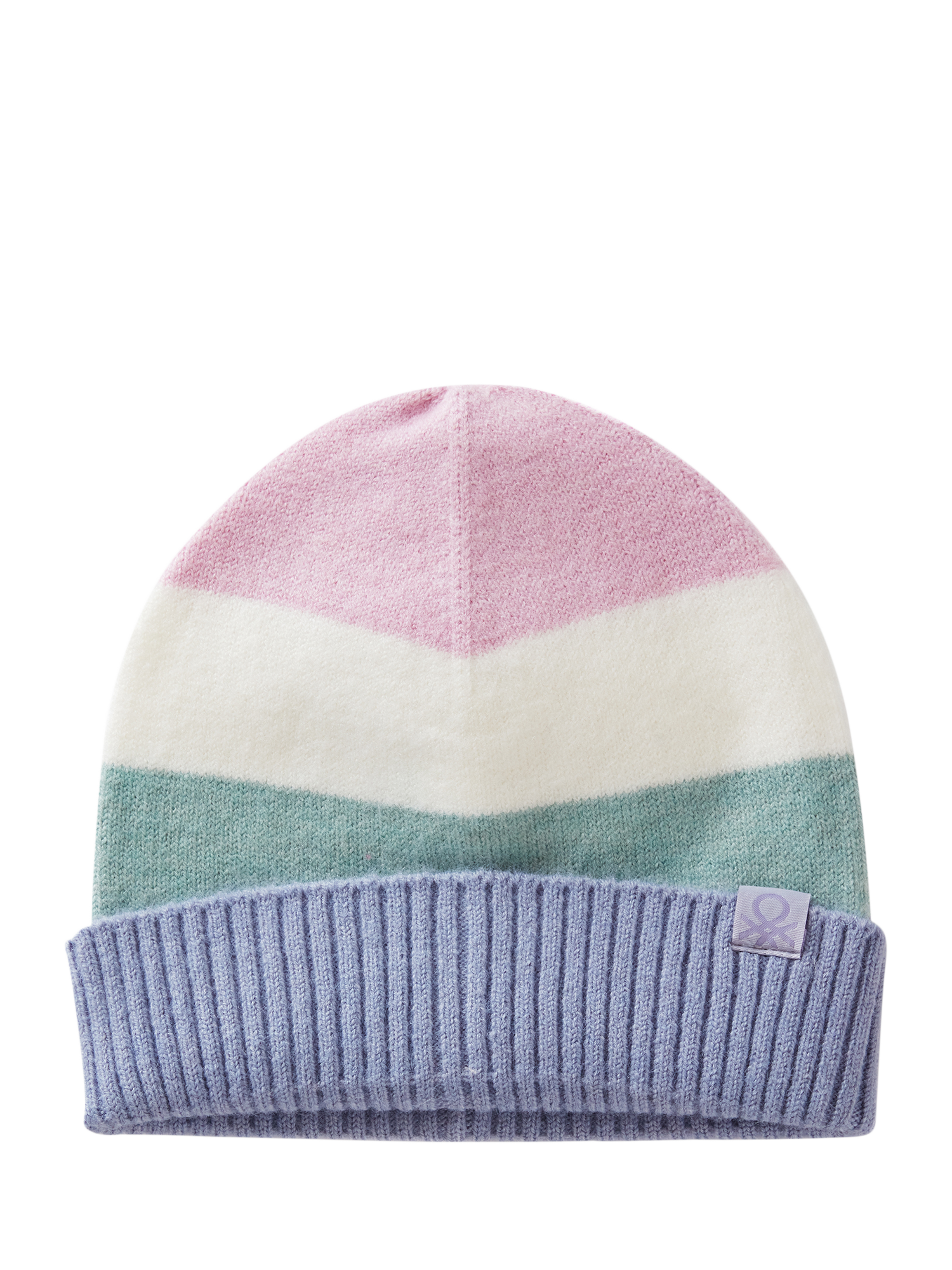 Benetton Kids' Colour Block Stripe Beanie, Pink/Multi