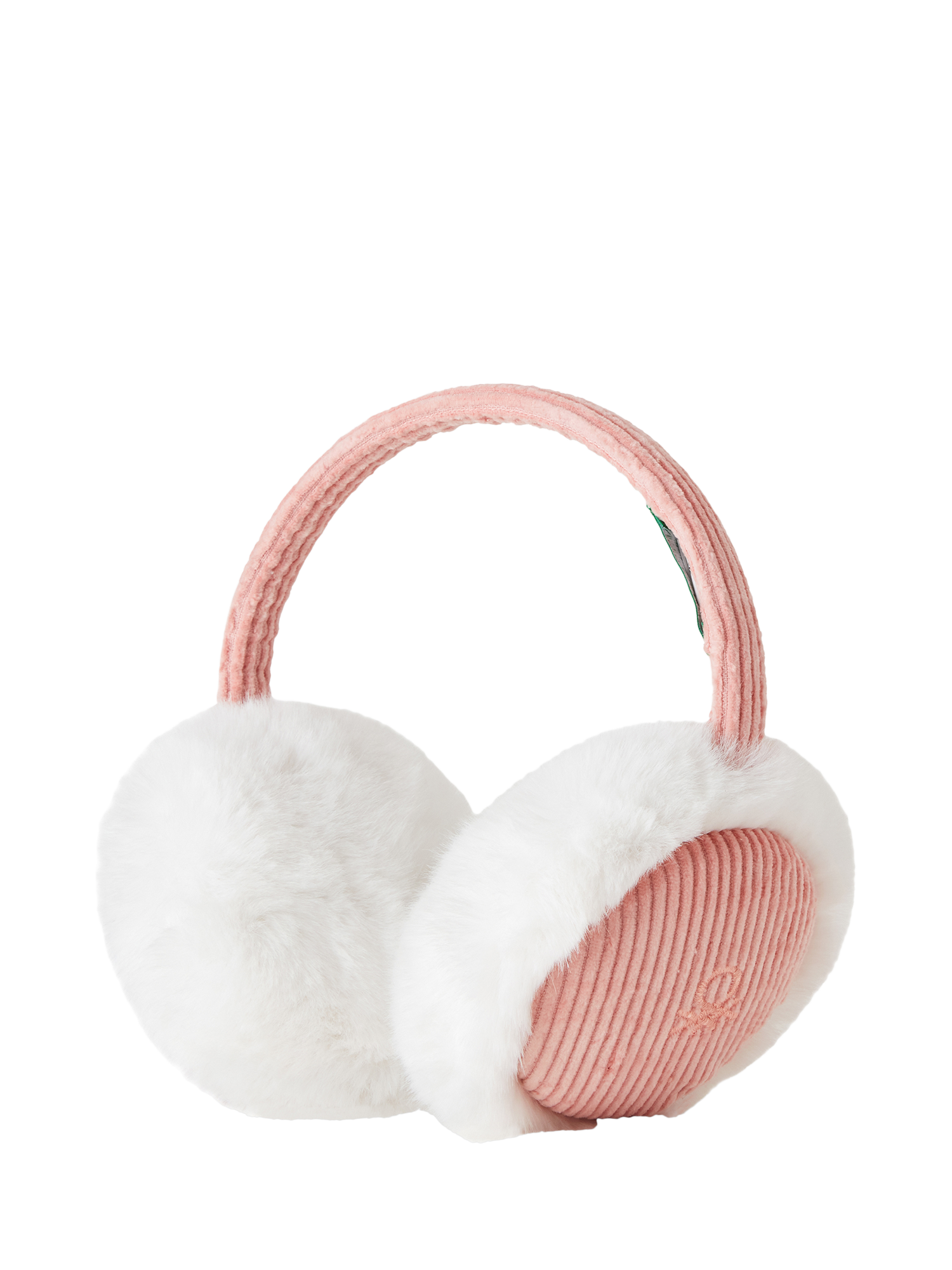 Benetton Kids' Faux Fur Cotton Corduroy Ear Muffs, Pastel Pink, One Size