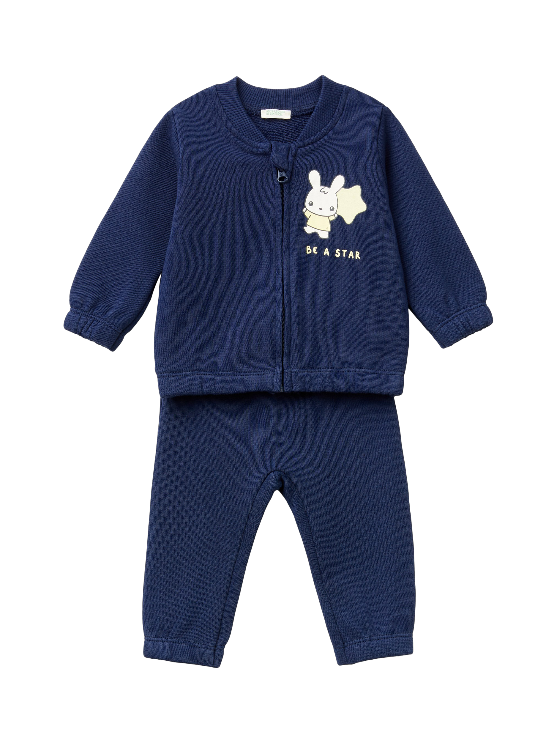 Benetton Baby Stretch Fleece Cotton Tracksuit, Night Blue