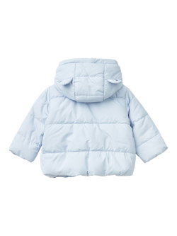 Benetton Kids' 3D Ears Hooded Padded Jacket - view 2, Light Blue Powder