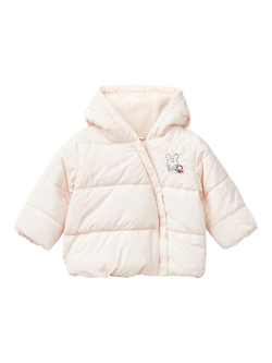 Benetton Kids' 3D Ears Hooded Padded Jacket, Light Powder