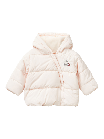 Benetton Kids' 3D Ears Hooded Padded Jacket, Light Powder