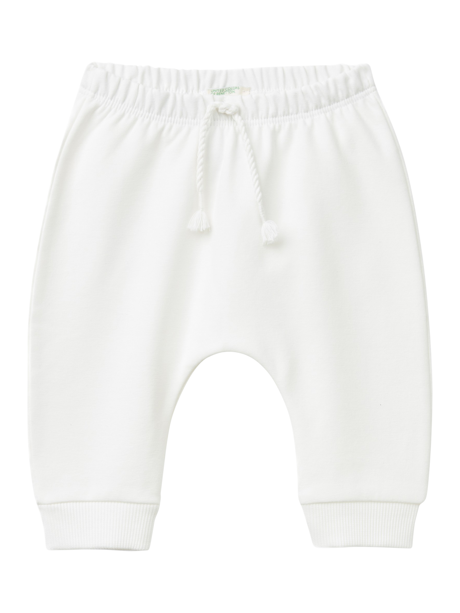 Product image 1 of 3, which shows Benetton Baby Stretch Fleece Elasticated Waist Joggers, Off White, 0-3 months