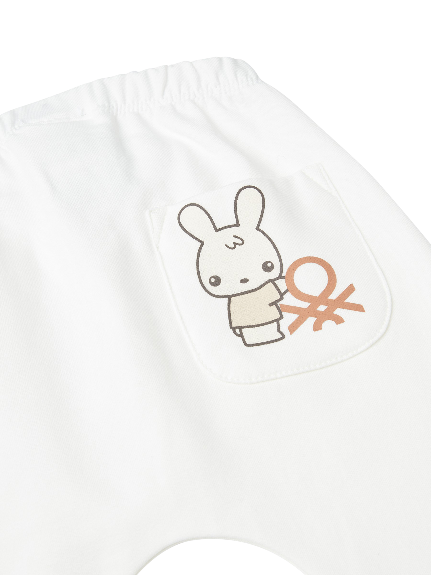 Product image 3 of 3, which shows Benetton Baby Stretch Fleece Elasticated Waist Joggers, Off White, 0-3 months