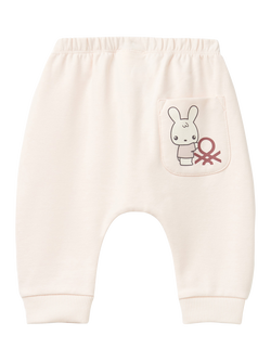 Benetton Baby Stretch Fleece Elasticated Waist Joggers, Light Powder - view 2, Light Powder