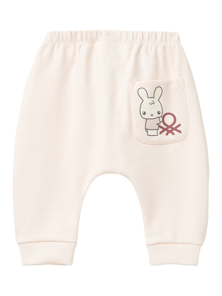 Benetton Baby Stretch Fleece Elasticated Waist Joggers, Light Powder - view 2, Light Powder