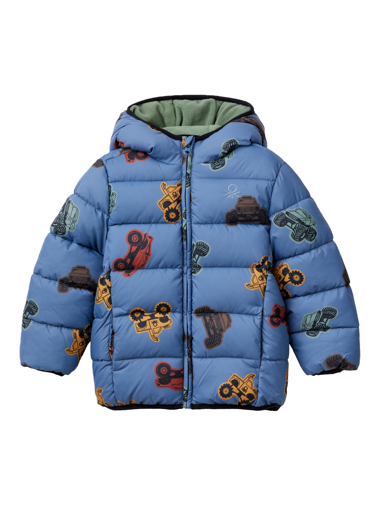 Benetton Kids' Eco Feathers Printed Puffer Jacket, Multi