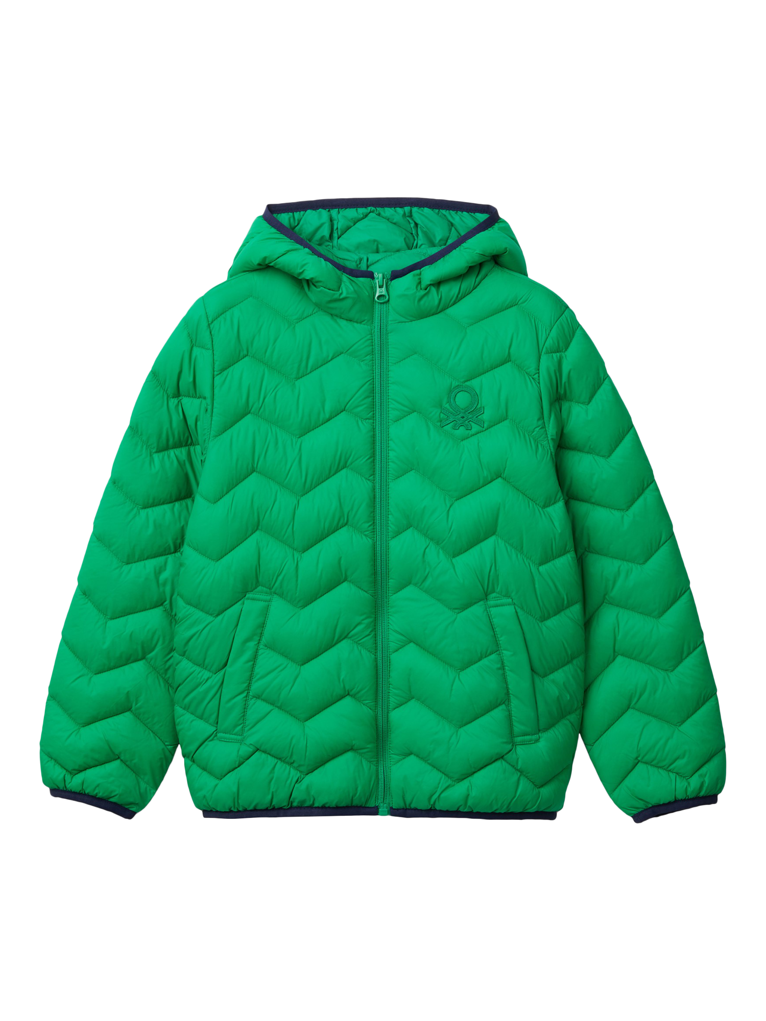 Benetton Kids' Zig Zag Padded Jacket, Intense Green