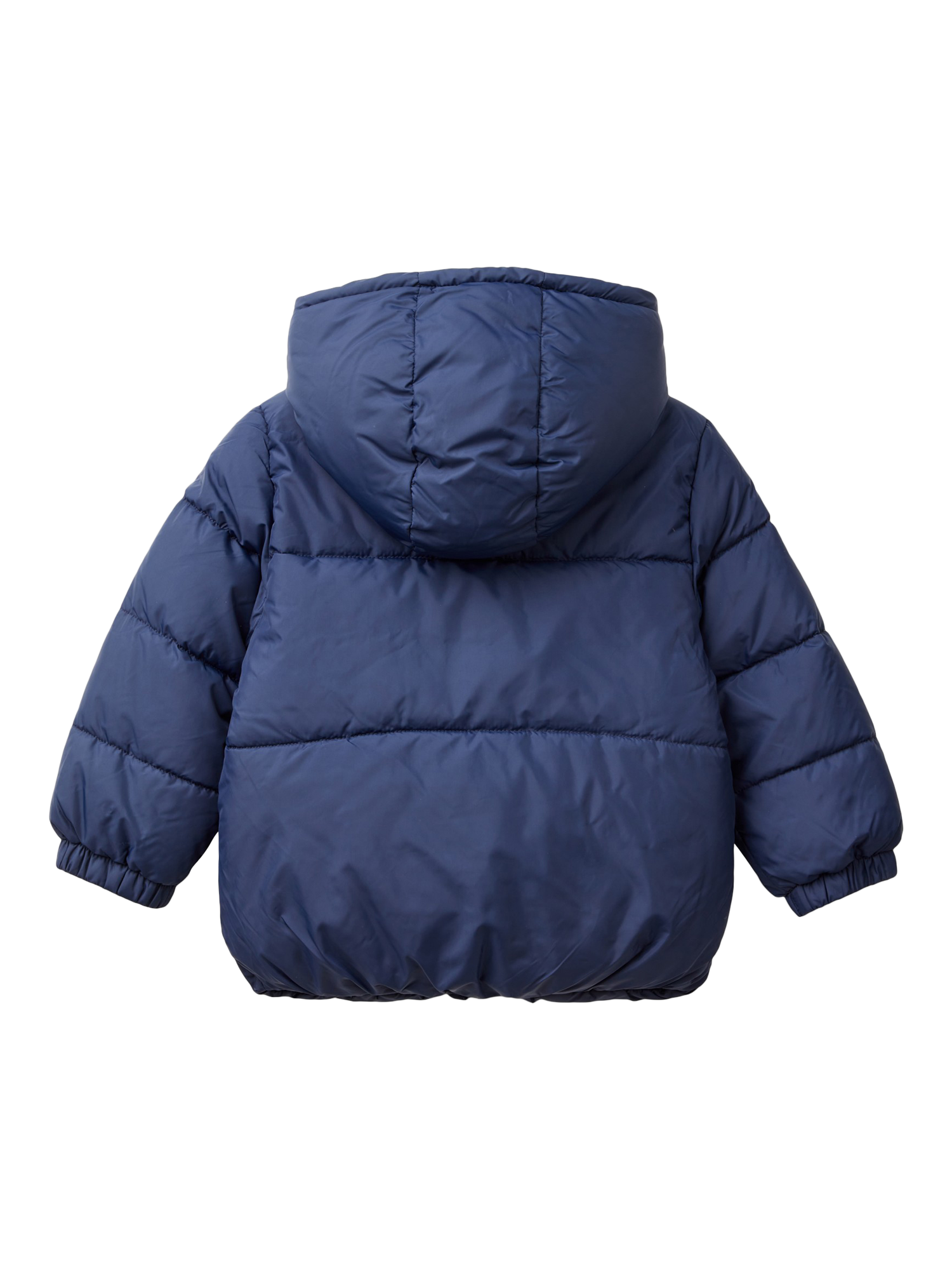 Product image 2 of 3, which shows Benetton Kids' Faux Fur Lined Hooded Padded Jacket, Night Blue, 18-24 months