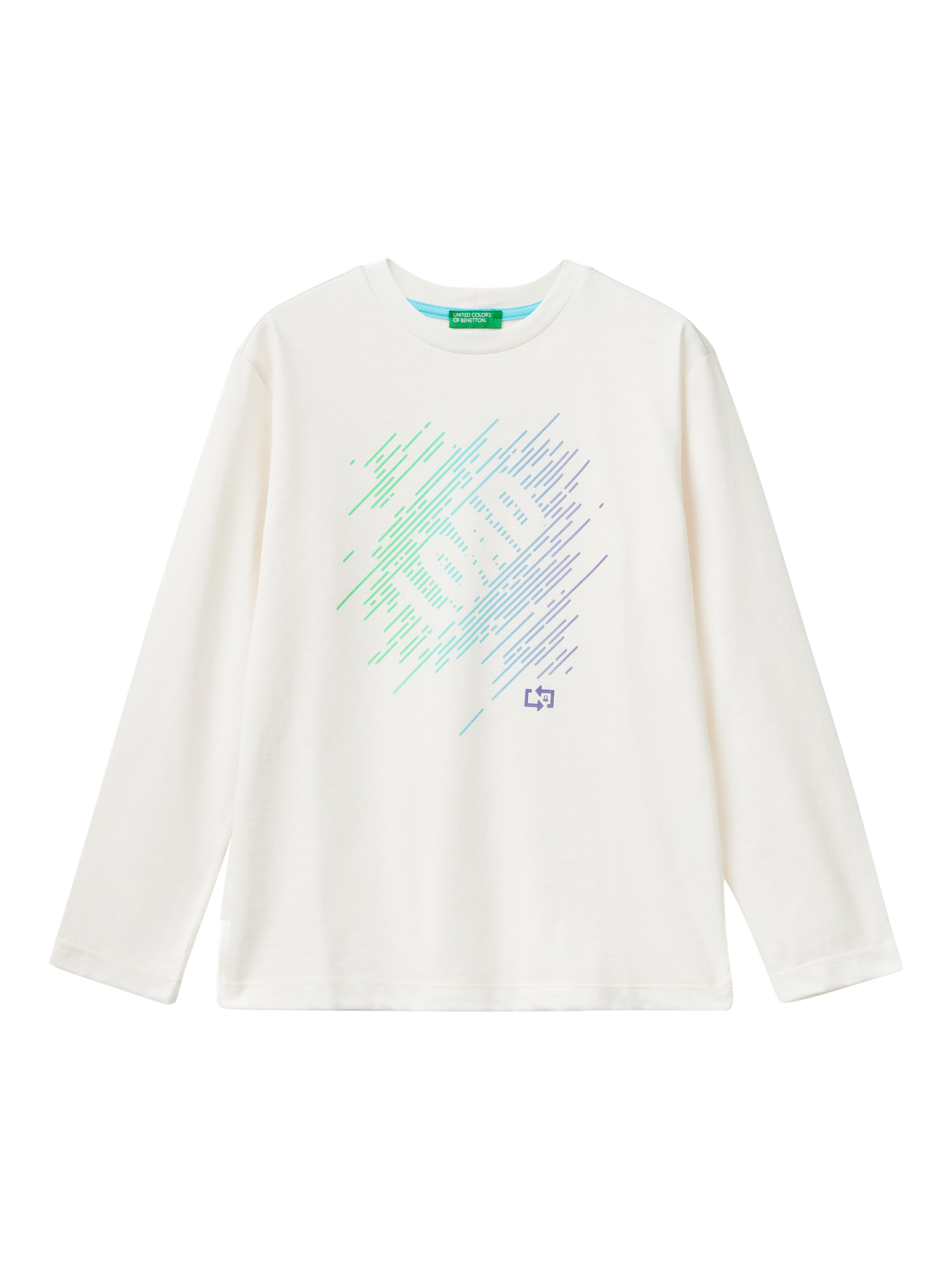 Benetton Kids' Gamer Long Sleeve T-Shirt, White Cream